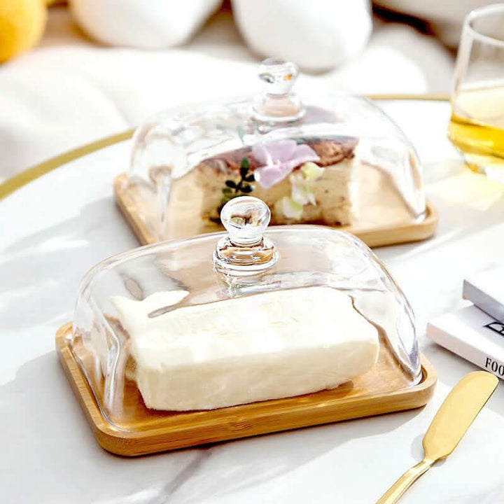 BowLift | Wooden Butter Dish with Glass Lid – Elegant Tableware