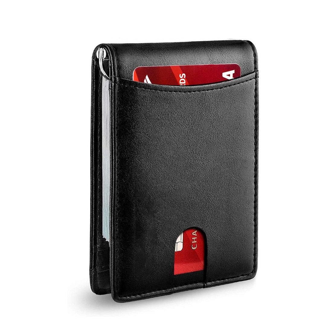BowLift | Men’s Slim RFID Wallet | Leather Card Holder | Black