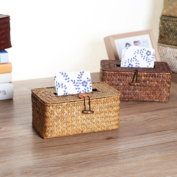 Handcrafted Natural Wicker Tissue Box Holder Bowlift