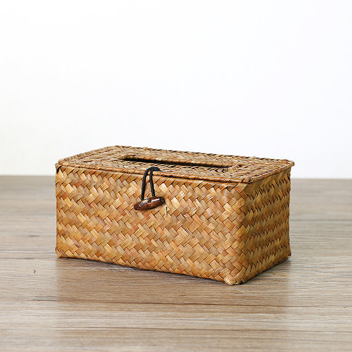 Handcrafted Natural Wicker Tissue Box Holder Bowlift