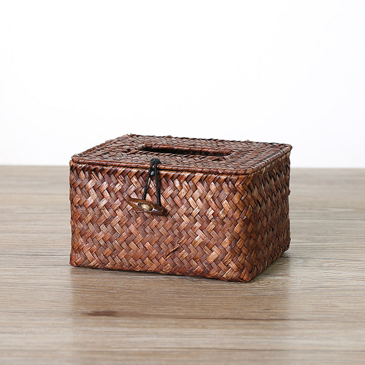 Handcrafted Natural Wicker Tissue Box Holder Bowlift