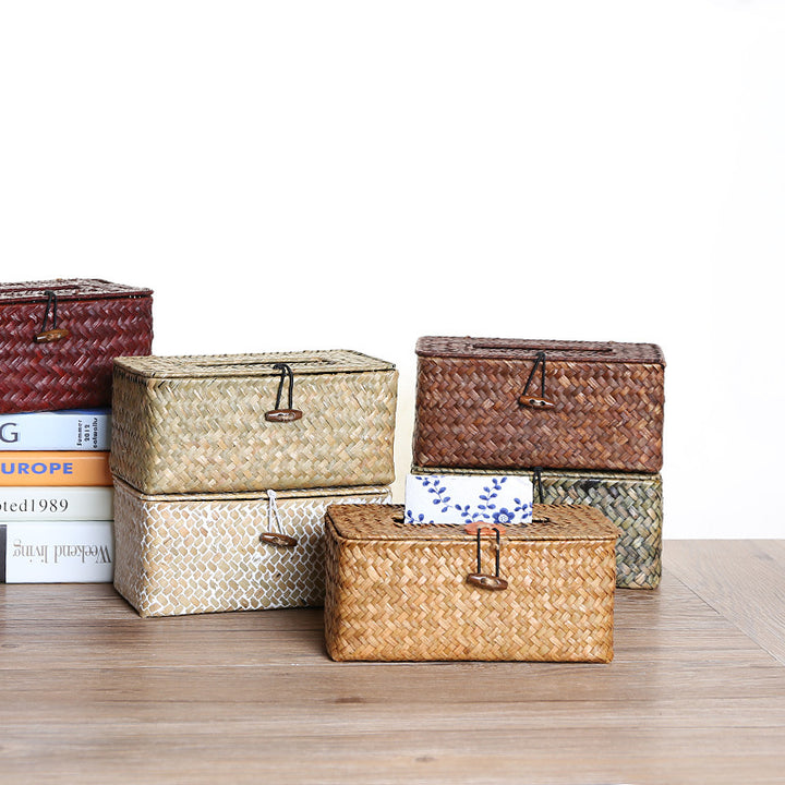 Handcrafted Natural Wicker Tissue Box Holder Bowlift