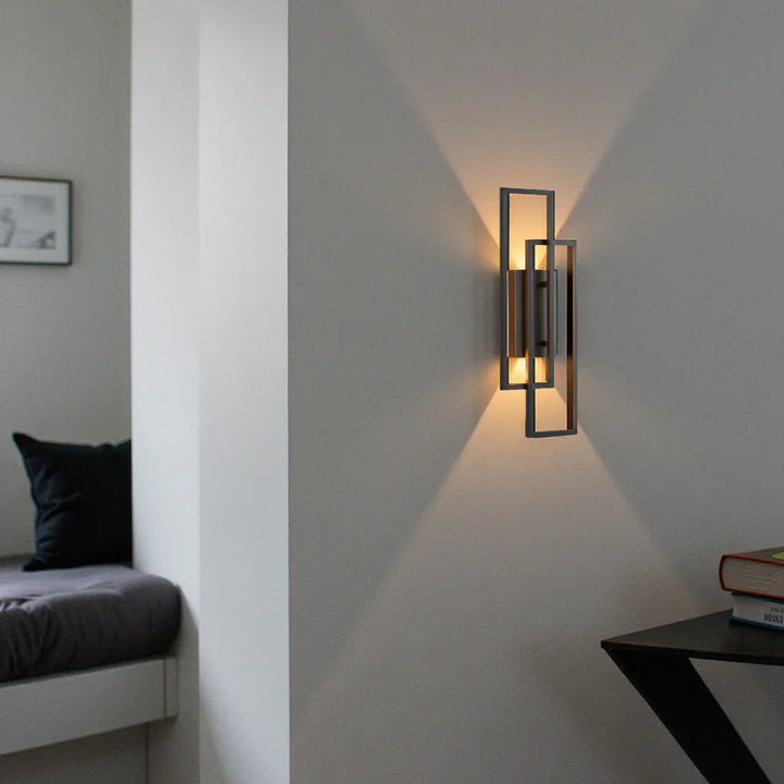 BowLift | Modern Geometric LED Wall Light – Rectangle Design with Remote Dimming (Black or Copper Finish)