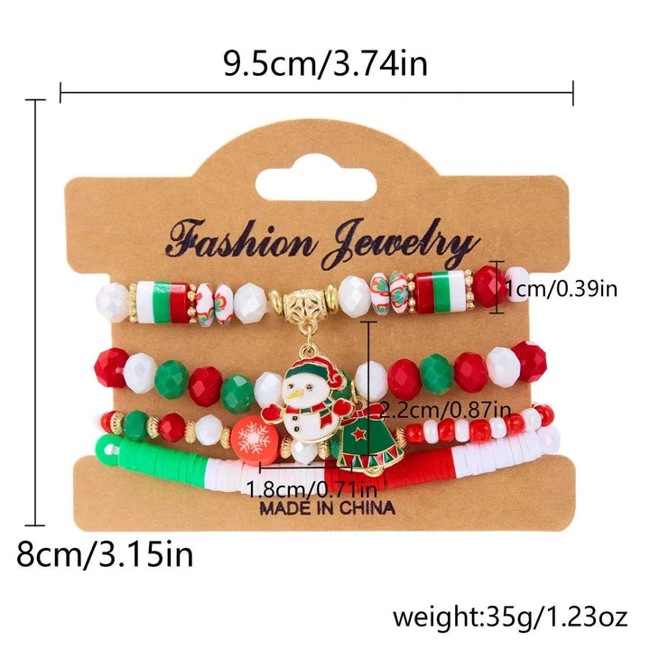 BowLift | 4pcs Christmas Snowman Handmade Beaded Bracelet set gift idea