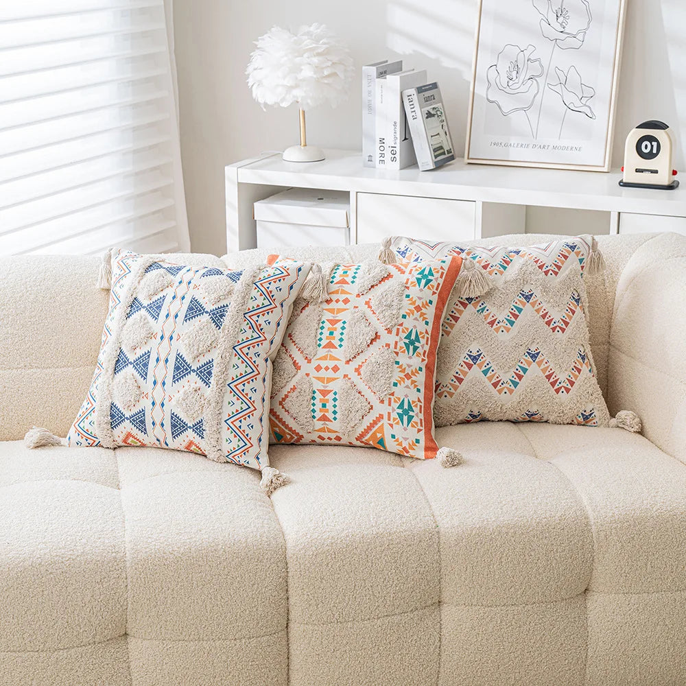 BowLift | Boho Geometric Tufted Cushion Cover – Decorative Pillow for Home and Sofa