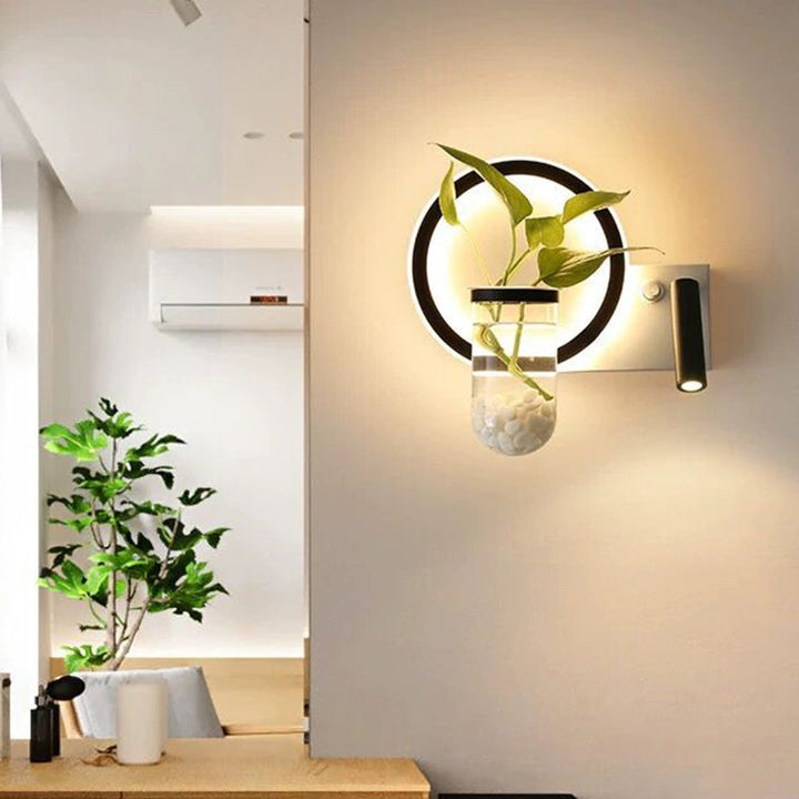 BowLift | Round/Square Bedroom Wall Lamp Industrial Clear Glass LED Black Wall Lighting in Warm/White Light