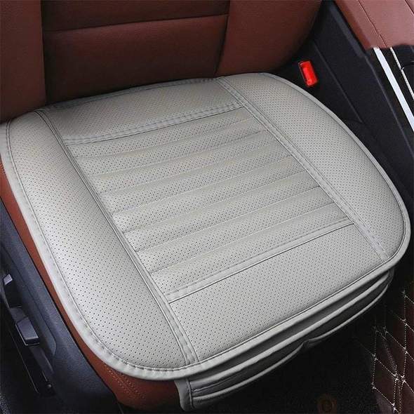 Car Seat Cushion with Leather Cover and Bamboo Charcoal, Front or Rear Seat