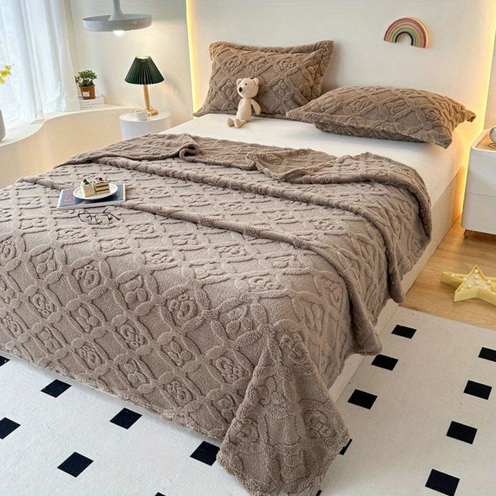 BowLift | Leaf Embroidery Fleece Winter Blanket