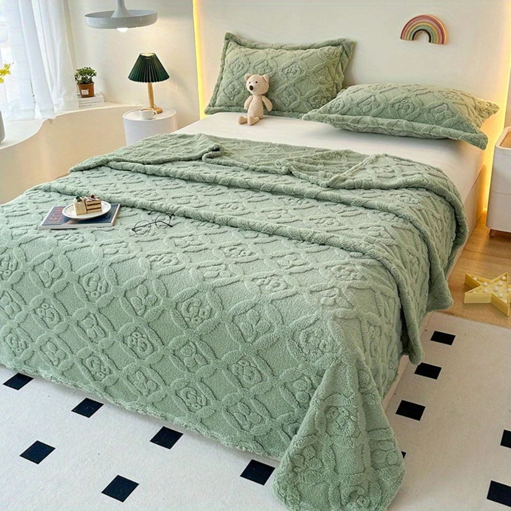 BowLift | Leaf Embroidery Fleece Winter Blanket