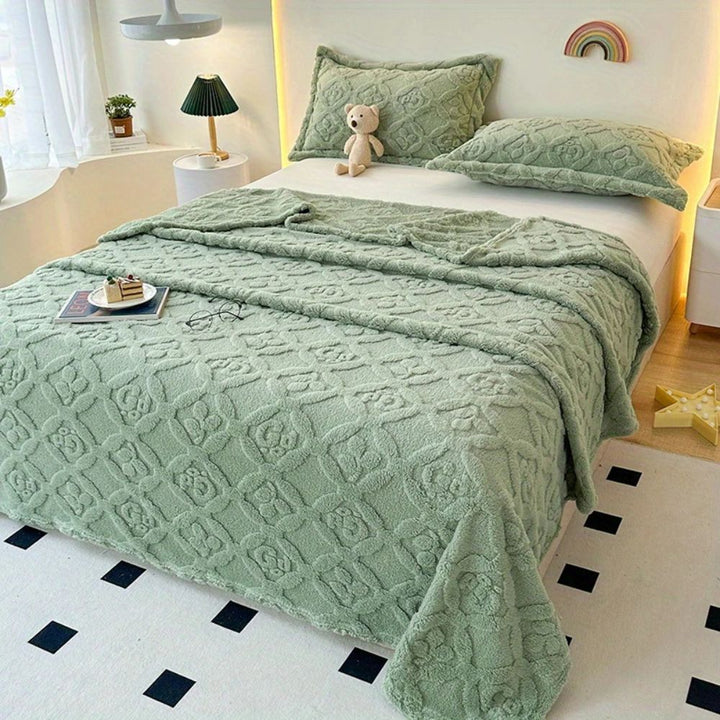 BowLift | Leaf Embroidery Fleece Winter Blanket