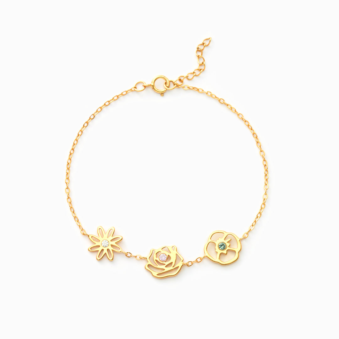 BowLift | Dainty Birth Flower & Birthstone Bracelet
