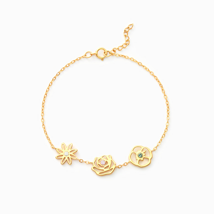 BowLift | Dainty Birth Flower & Birthstone Bracelet