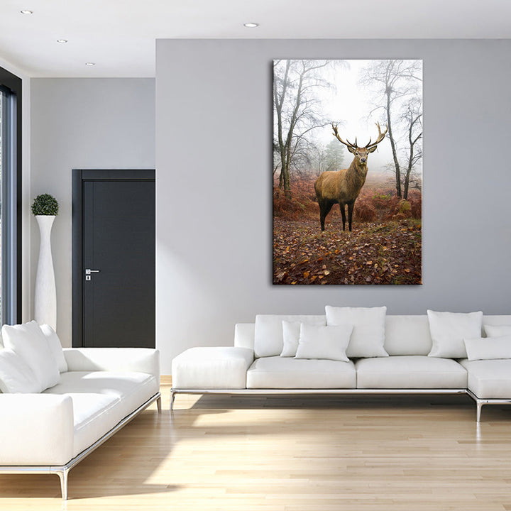 Misty Fall Deer - Canvas Wall Art Painting | Bowlift