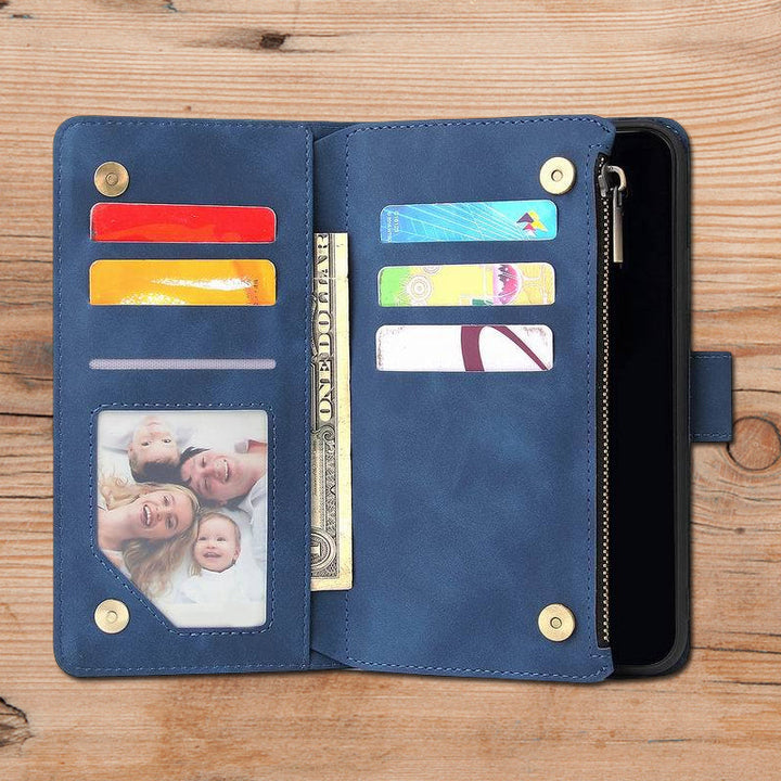BowLift | Multi-card Zipper Pocket Leather Case for iPhone