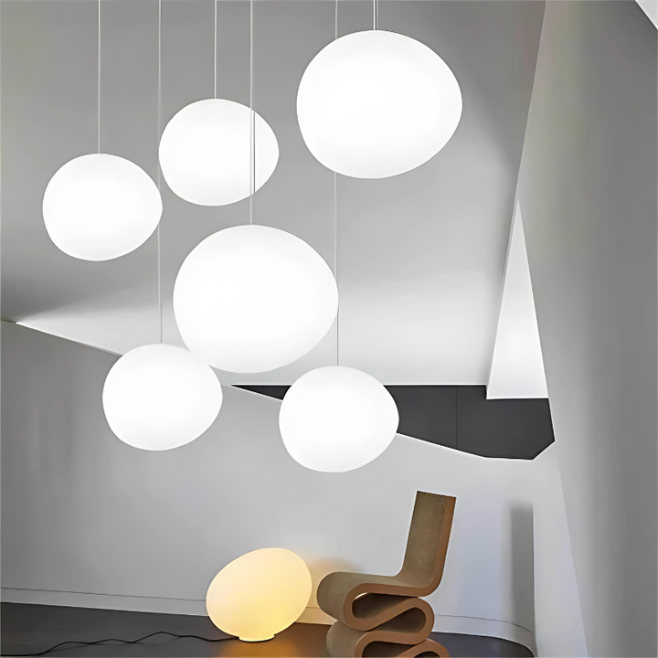 BowLift | GloStone | Elegant Glass Pebble Pendant Light