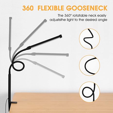 BowLift | LED Desk Lamp With Clamp, Flexible Gooseneck And 3 Light Modes