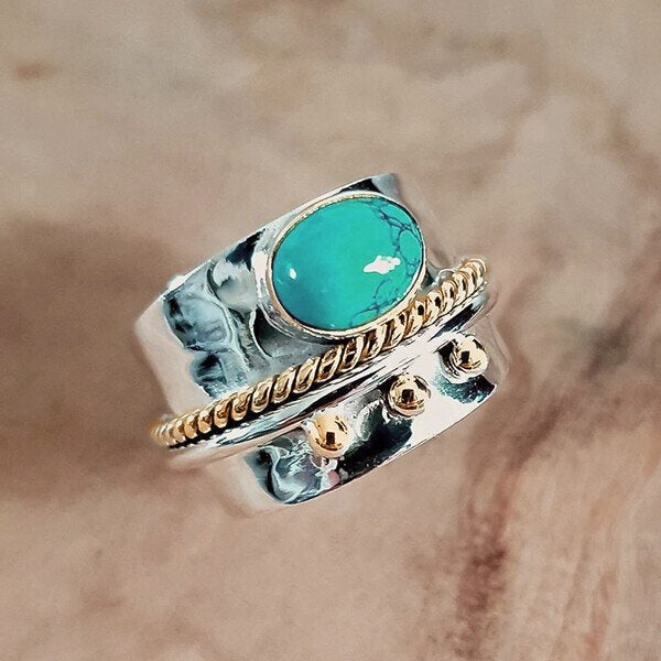 BowLift | Sterling Silver Turquoise Wide Band Ring