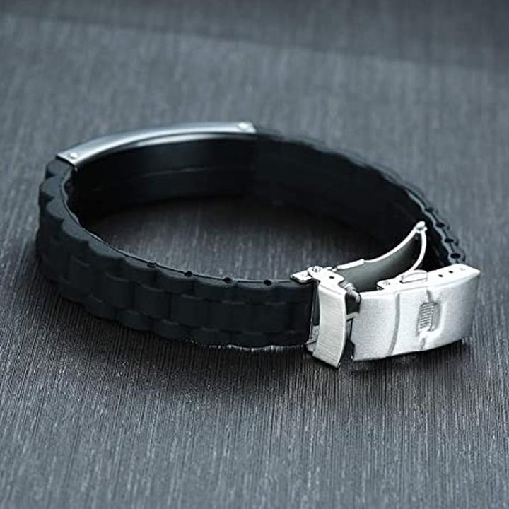 BowLift | Silicone bracelet with stainless steel plate