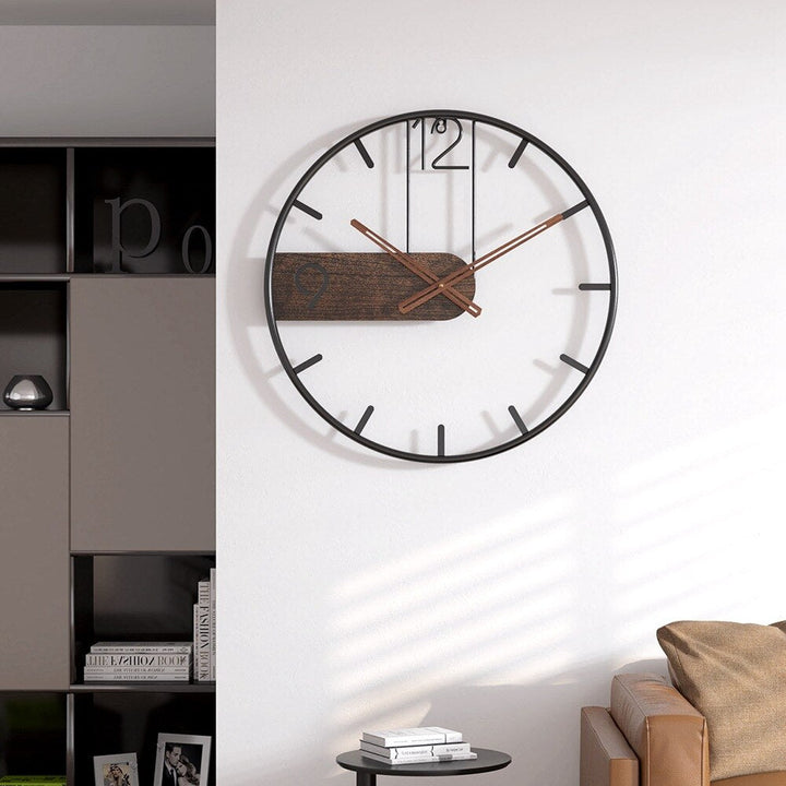 BowLift | Steel-Walnut Wall Clock | Modern Industrial Design with Walnut Wood