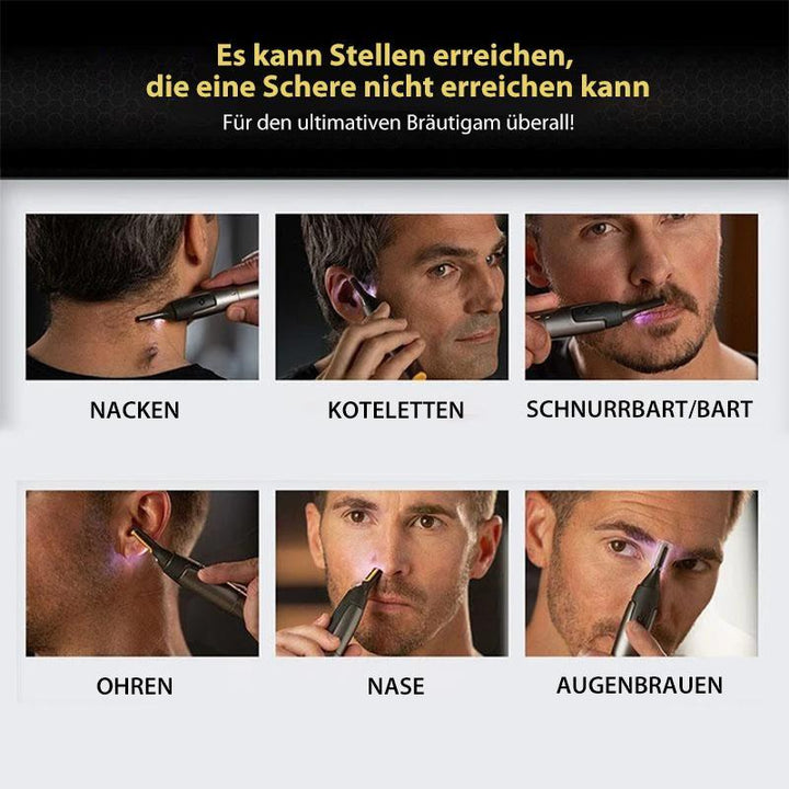 Micro-Precision Trimmer with Titanium-Coated Stainless Steel Blade for Face and Body