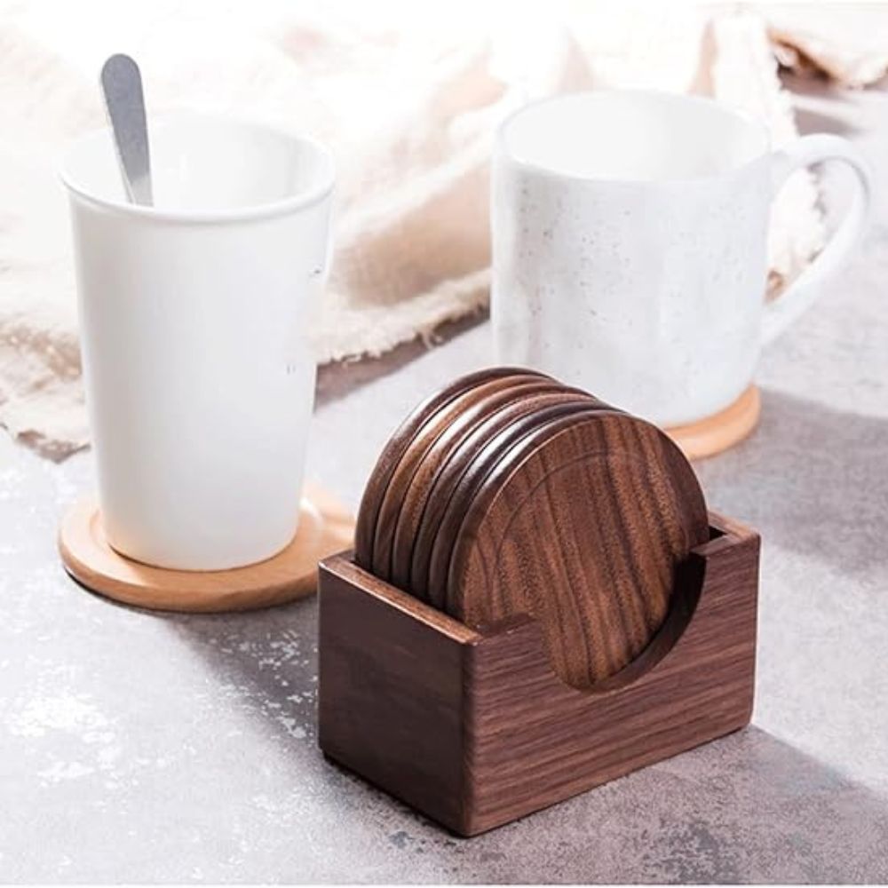 BowLift | Japanese Style Wooden Coaster | 6pcs Set