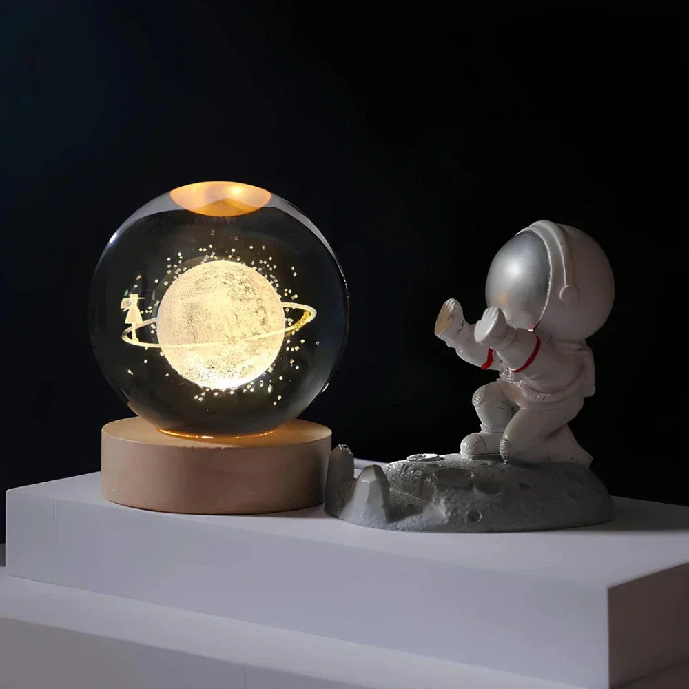 BowLift | Night Light Wooden Base Crystal Ball Lamp