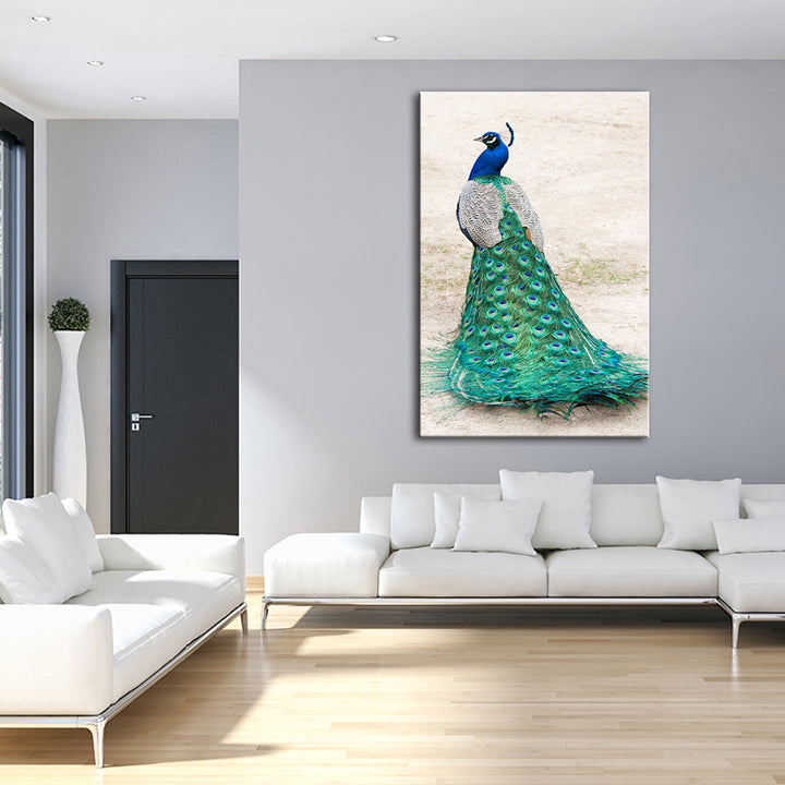 Skirted Elegant Peacock - Canvas Wall Art Painting | Bowlift
