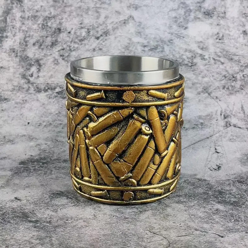 Stainless Steel Bullet Pattern Unique Revolver Beer Mug | Bowlift
