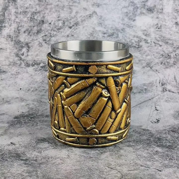 Stainless Steel Bullet Pattern Unique Revolver Beer Mug | Bowlift