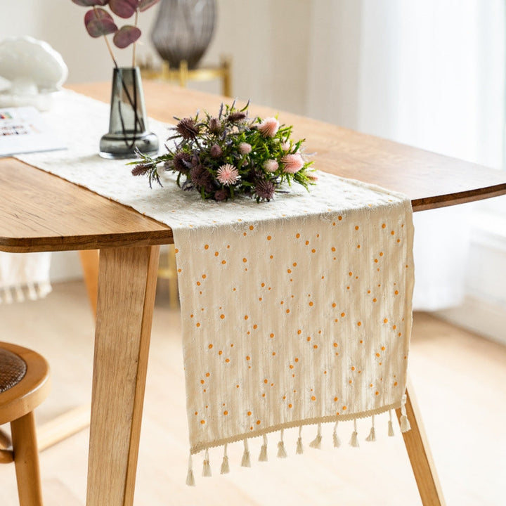 BowLift | Playful Daisy Embroidered Boho Table Runner