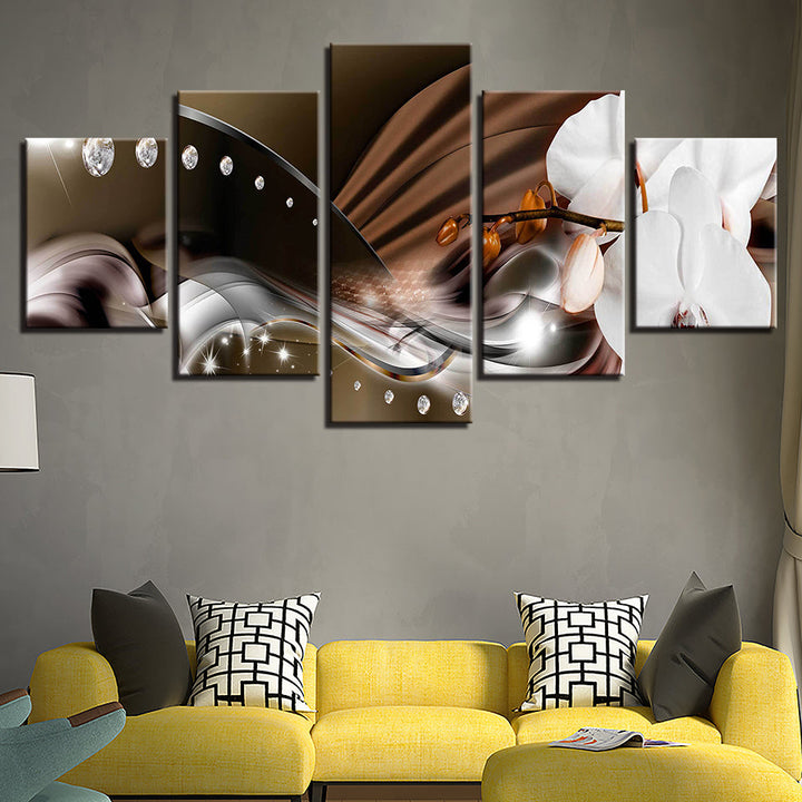 White Orchids & Caffeine Aesthetic 5 Piece - Canvas Wall Art Painting | Bowlift