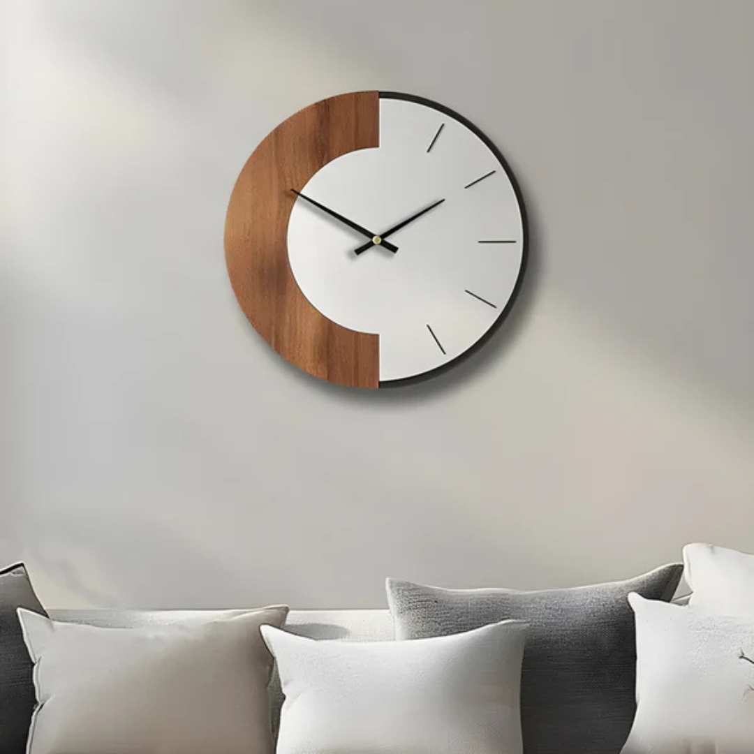BowLift | Oud – Large Wooden Wall Clock | Silent Modern Home Décor