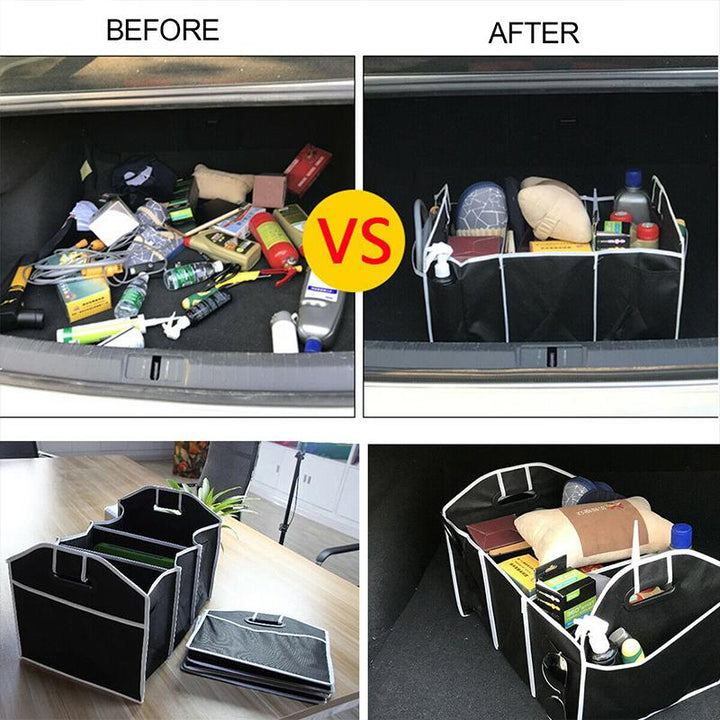 Foldable Car Trunk Storage Box with 3 Compartments