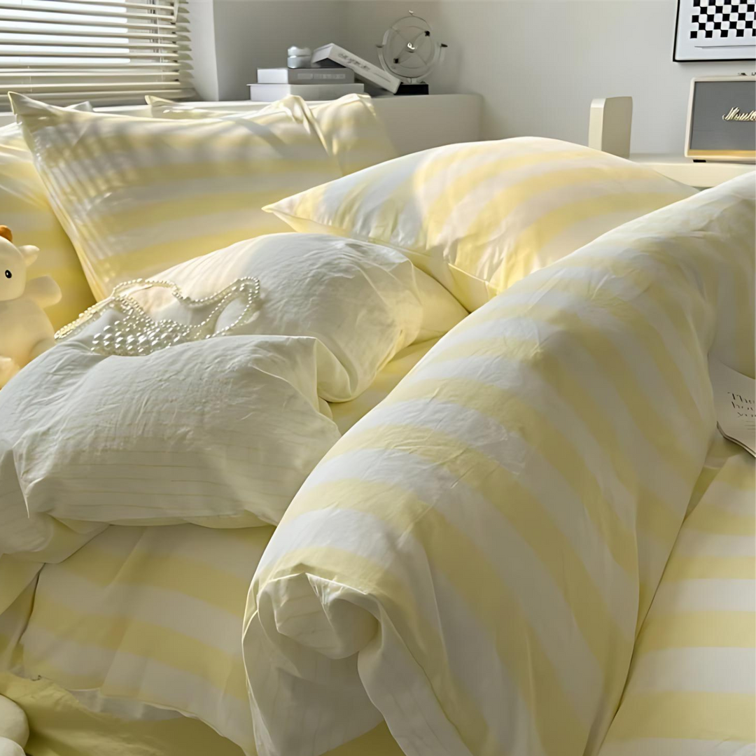 BowLift | Elenorra Classic Striped Bedding Set 4pcs Duvet Cover Sheet