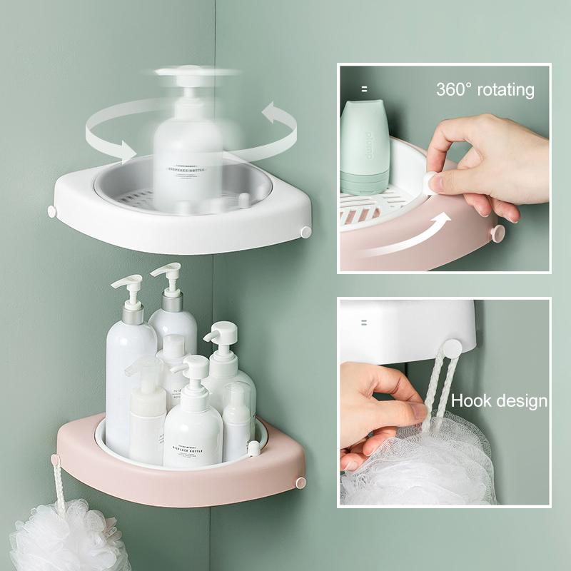Waterproof Rotating Bathroom Corner Shelf