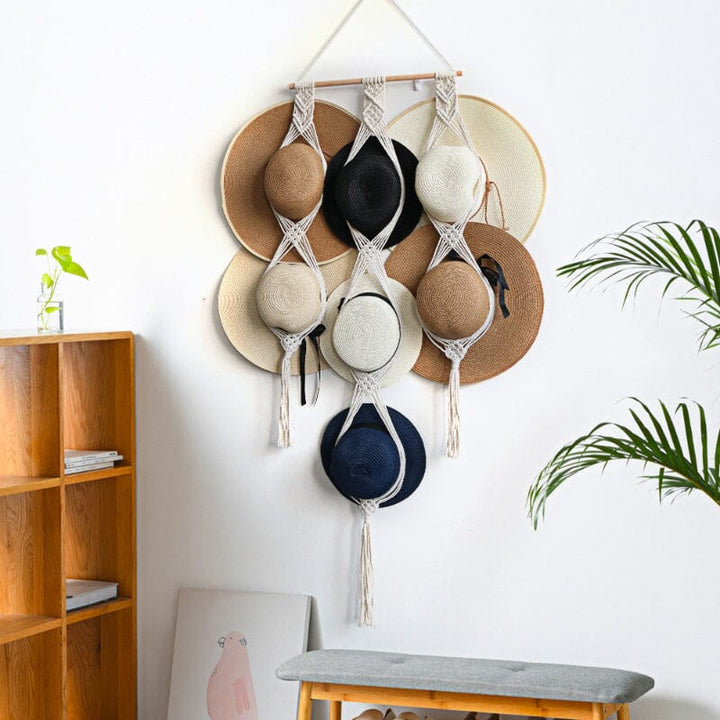 BowLift | Handmade Linen Decorative Boho Hat Rack For Wall Hanging