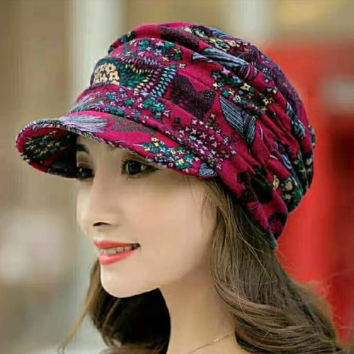 BowLift | Floral Pleated Short Brim Cap