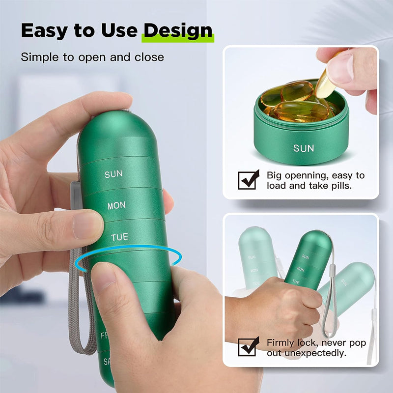 BowLift | 7 Days Portable Pill Organizer for Travel