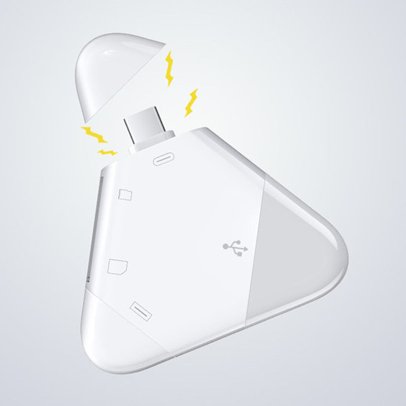 BowLift | 3-in-1 SD/TF Card Reader with USB, Type-C & Lightning Connectors, for SD & TF Cards