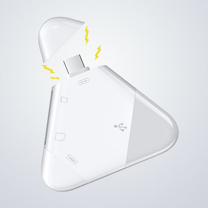BowLift | 3-in-1 SD/TF Card Reader with USB, Type-C & Lightning Connectors, for SD & TF Cards