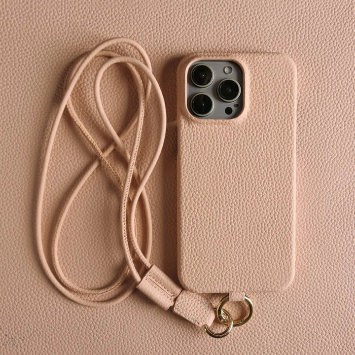 Genuine Leather Phone Case with Crossbody Strap Lightweight Design