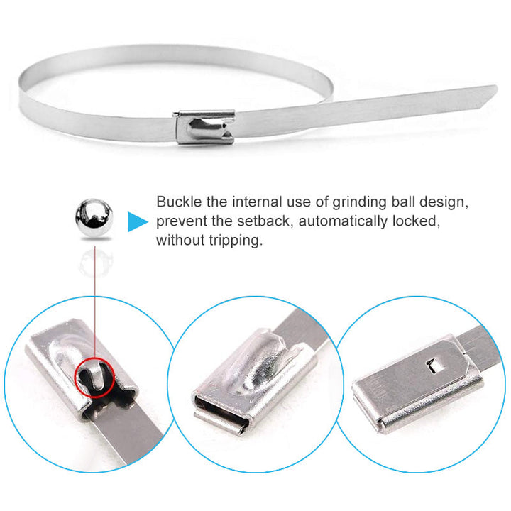 BowLift | Multi-Purpose Locking Cable Metal Zip Ties (100 PCs)