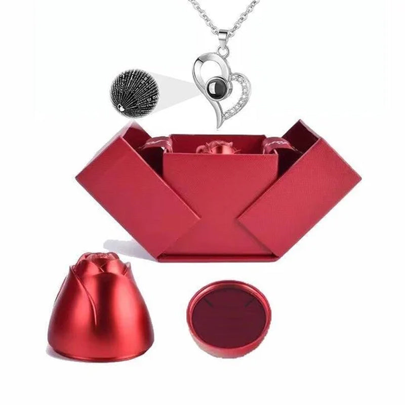 BowLift | I love you roses bloom necklace in 100 languages gift set