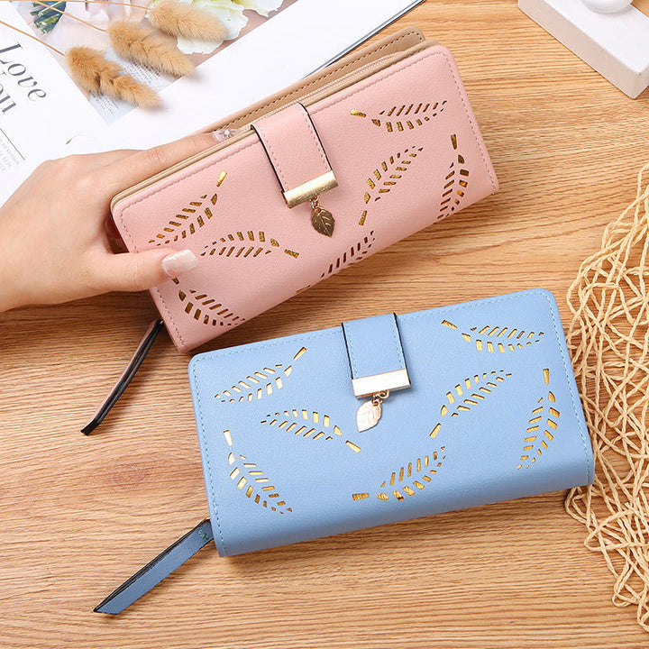 BowLift | Long wallet for women with leaf pattern