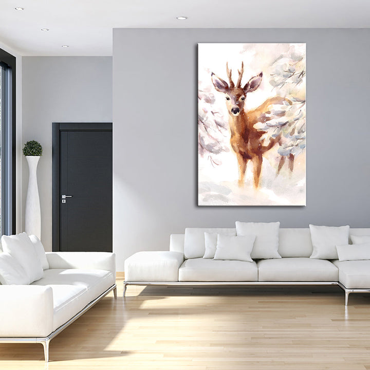 Young Elegant Deer - Canvas Wall Art Painting | Bowlift