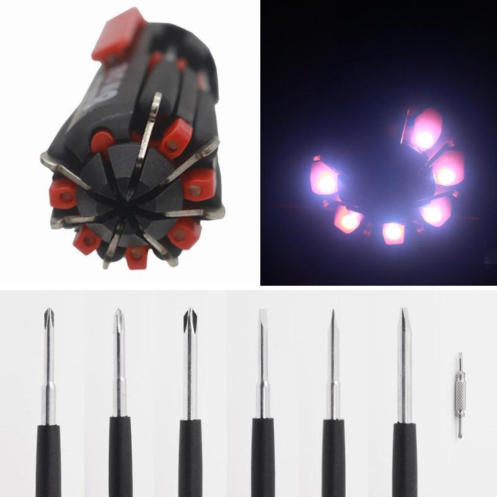 BowLift | 8 Screwdrivers in 1 Tool with Work Light and Flashlight