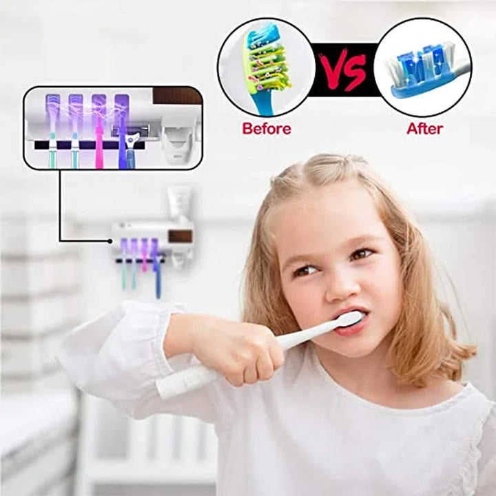Smart UV Light Sterilizer Toothbrush Holder, WaII Mount Toothpaste Dispenser | Bowlift