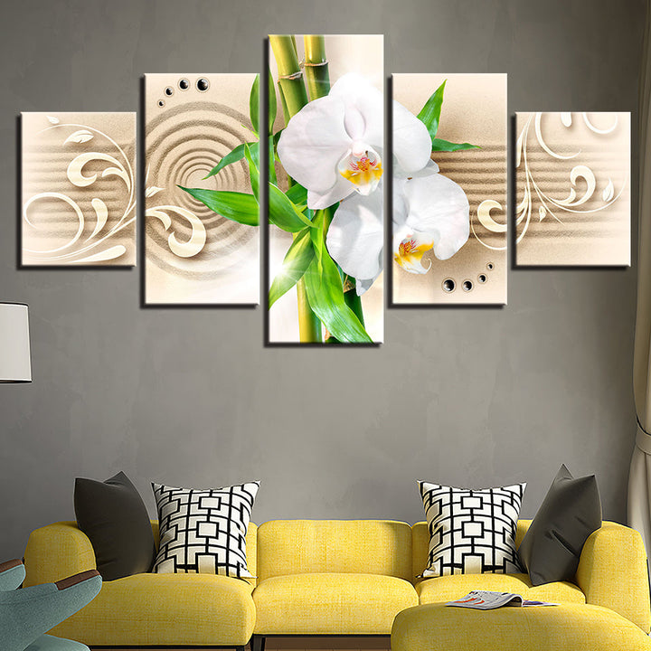 Tranquil White Orchids 5 Piece - Canvas Wall Art Painting | Bowlift