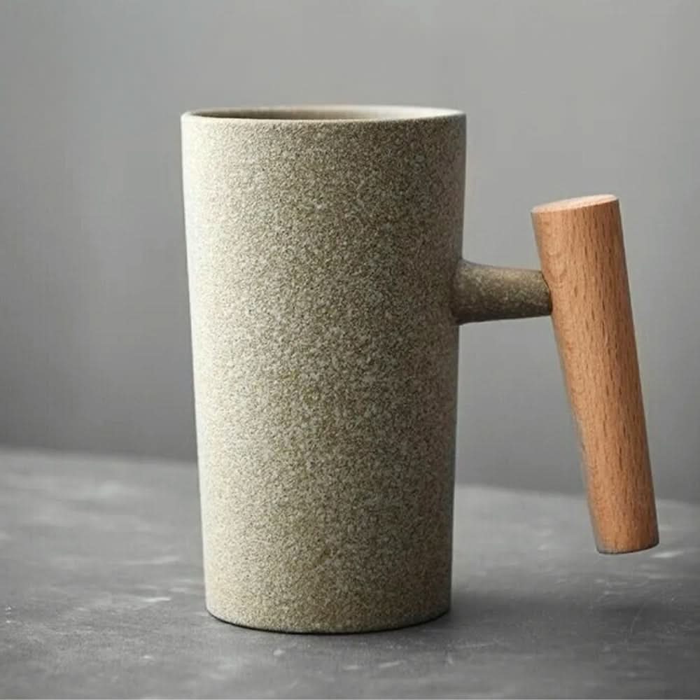 BowLift | Nordic Ceramic Latte Mug with Wood Handle