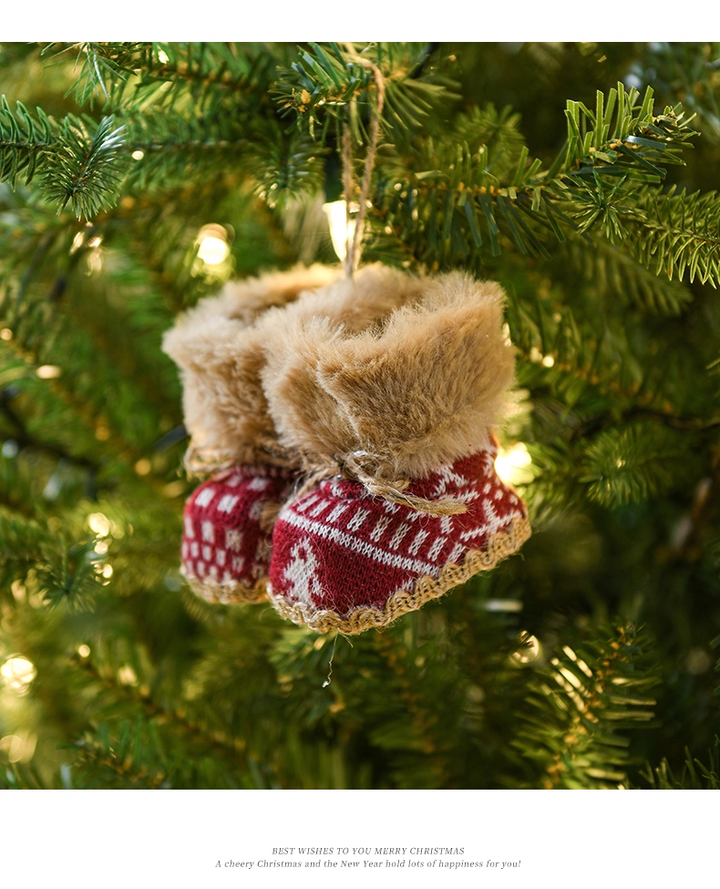 Red Cloth Christmas Small Boots Ornament